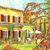 French, Limited Edition, Country, House, yellow, oversize, landscape, scene, gallery wrapped