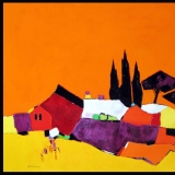 Oill on Canvas, French Artist, South of France, Contemporary, Heavy Varnish, Rich Deep Color, Framed