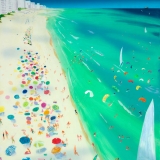 fun, beach, ocean, water, people, sand, oversize, original, painting, Florida