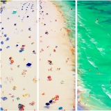 Boyton Beach, Tryptch, orginal, giclee, canvas, 3 pieces, fun, beach, water, ocean, sand