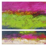 abstract, dyptch-2 pieces, canvas, contemporary, original, acrylic,green, fushia, hot pink