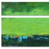 green, acrylic, dyptch, two pieces, canvas, original, original, horizontal, oversize