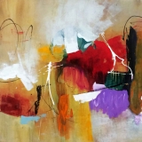 ABSTRACT, COLORFUL, RED, YELLOW, WHITE, PURPLE, CELEBRATION, OVERSIZE, ACRYLIC, PAINTING