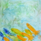 fish, water, ocean, beach, small painting