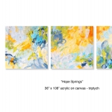 Triptych, Abstract, Aqua, Yellow