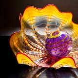 Chihuly, Hand Blown Glass, orange glass, yellow glass, purple glass, magenta glass, Florida glass, accessories, luxury homes, collector's glass, exquisite glass, fine art glass