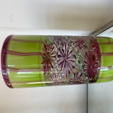 vase, peppermint, green, pink, one of a kind, glass lover, fine art, art collector, 