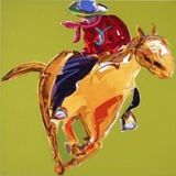 western, cowboy, horse, rodeo, green, fun art, gifts for men, gifts for boys, colorful, limited edition art