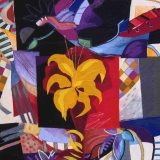 floral, yellow, purple, red, flower, abstract, tapestry, one of a kind, 