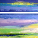 Diptych, Purple, Yellow, Green